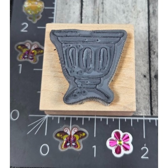 Art Impressions Urn Vase Planter G2453 Rubber Stamp Wood #B100 - Picture 2 of 3